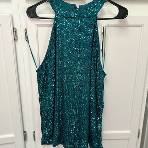 Teal Sequin Sleeveless Top